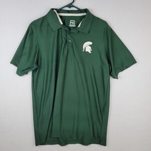 Michigan State Spartans Pro Edge Polo Shirt Mens L Green Short Sleeve NCAA